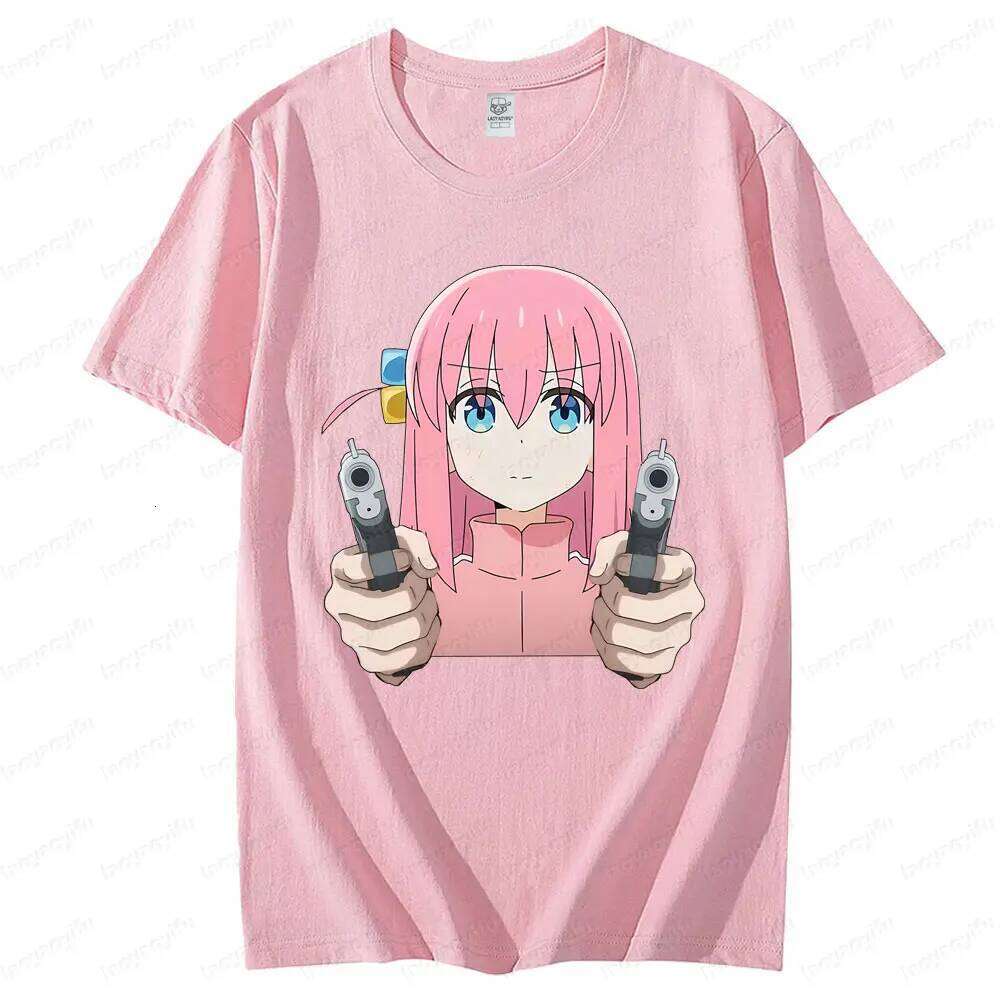 BOCCHI THE ROCK Funny Bocchi Girl Printed Short Sleeve Men Women Universal Fashion Casual Crewneck T-shirt Anime Enthusiast Tee X260209