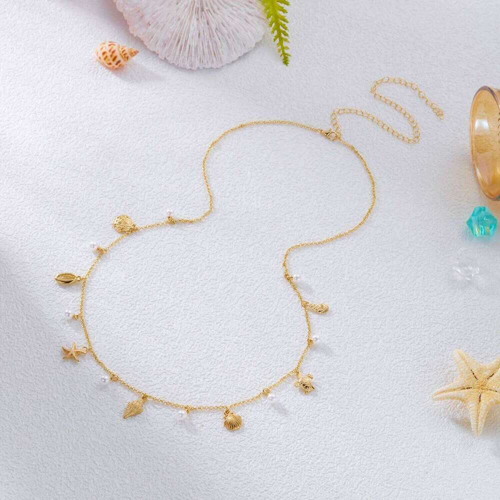 Minimalist Starfish Shell Conch Pendant Waist for Women Charm Sexy Beach Bikini Imitation Pearl Belly Chain Jewelry X260209