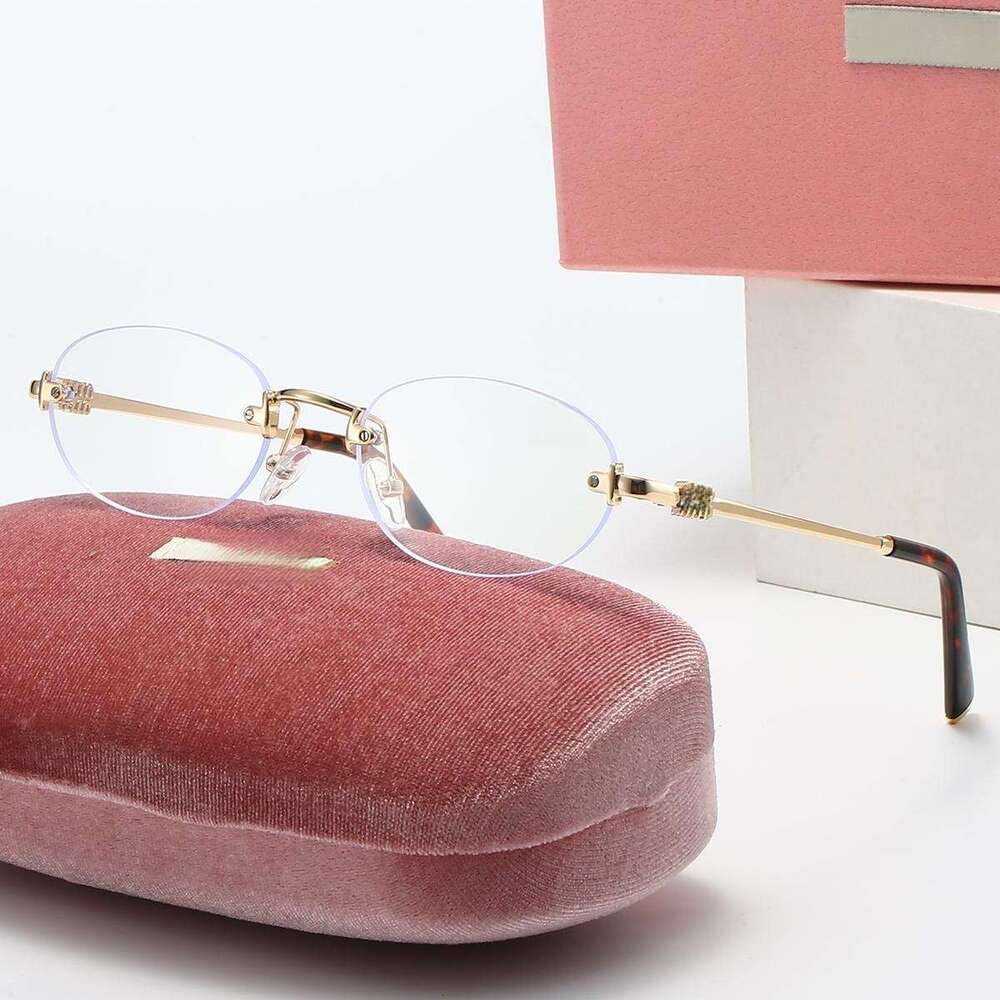 Color-Changing Frameless for Women Korean Retro Cross-Border Trendy Round Anti-Blue Light Plain Frame High-End Fashion Glasses
