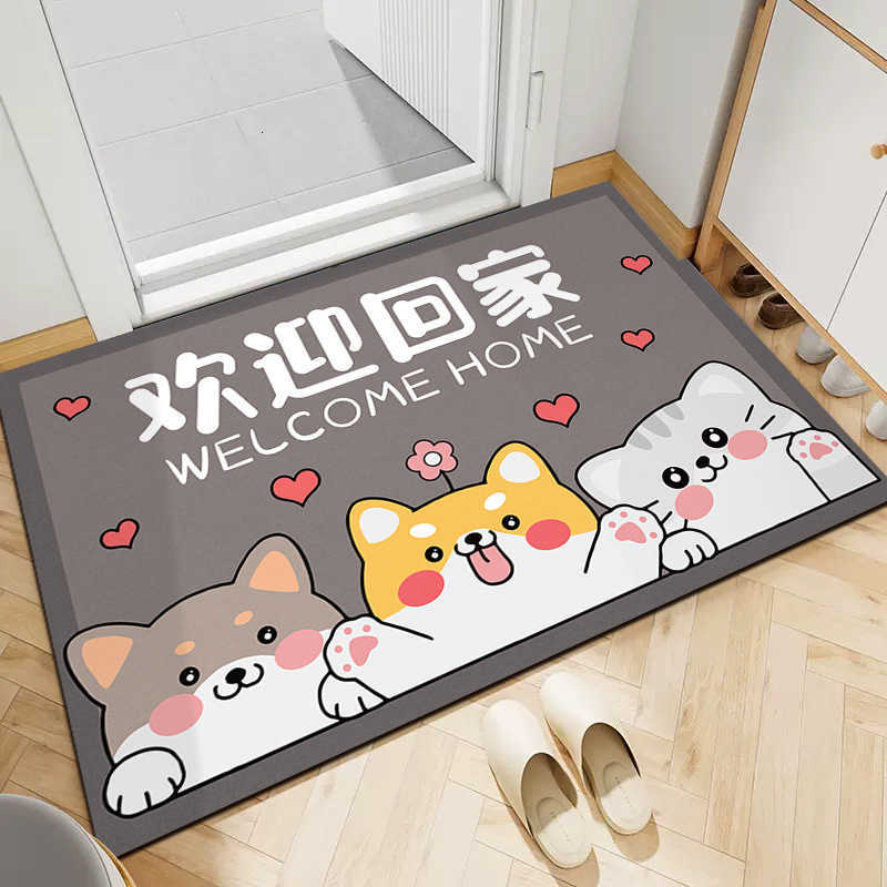 Cute pet welcome home doormat entrance door foyer mat household non-slip carpet crystal velvet floor mat S260207