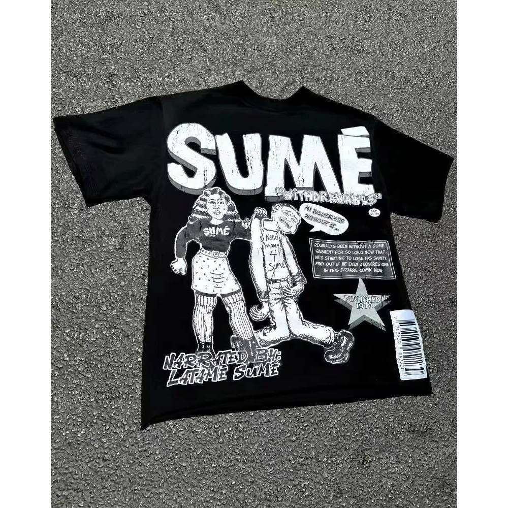 High Street Retro Anime Letter Print T-shirt for Men Y2k Goth Harajuku Hip Hop Fashion Couple Casual Oversized Shirt X260209