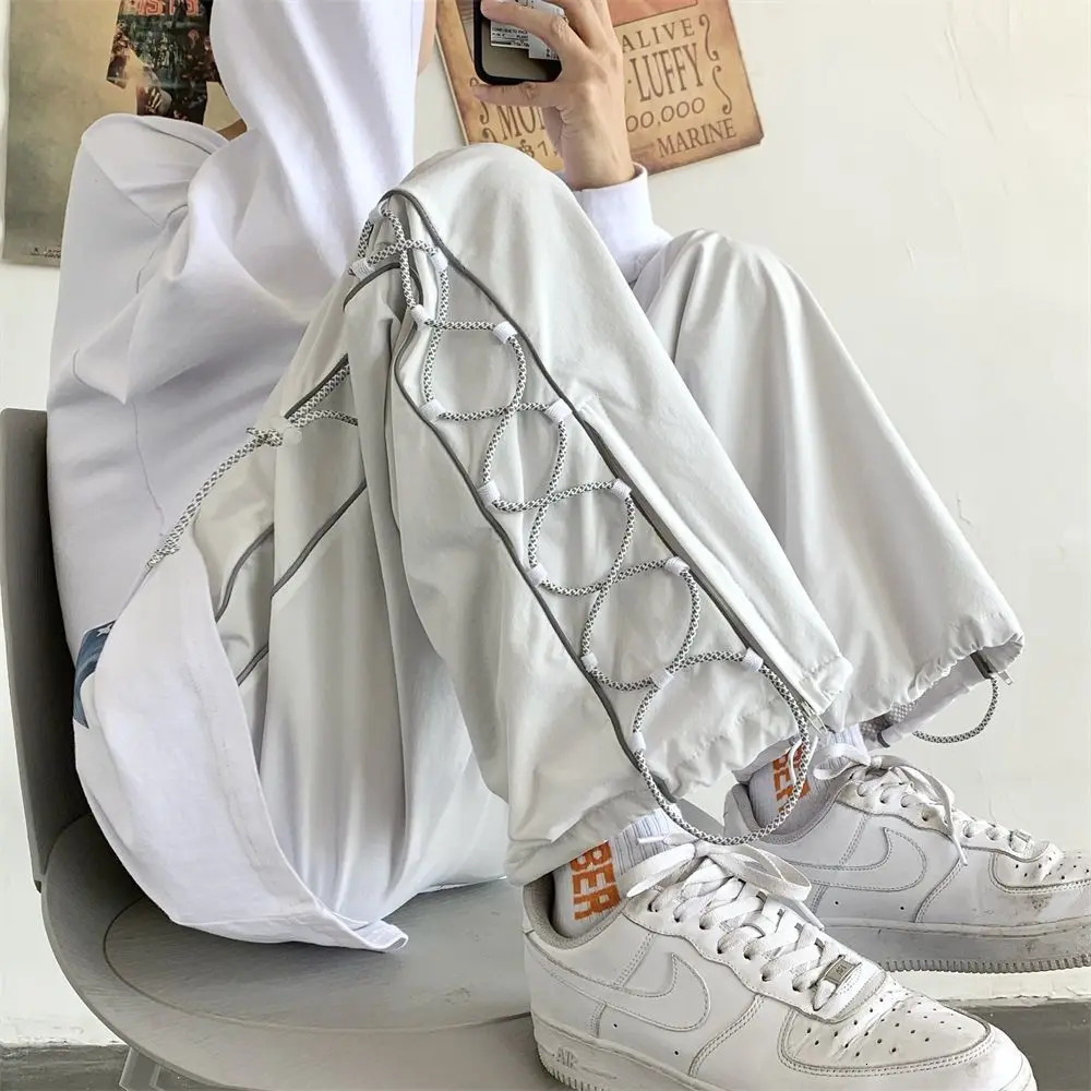 Reflect Streetwear Mens Pants Oversize Wide Pants Harajuku Sweatpants Fashion Joggers Skateboard Pants Techwear 260208