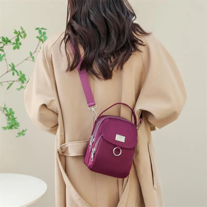 Lightweight Nylon Womens Crossbody Bag Casual Mini Handbag with Multiple Zip Pouch Chic n Shoulder for Everyday Use 260208