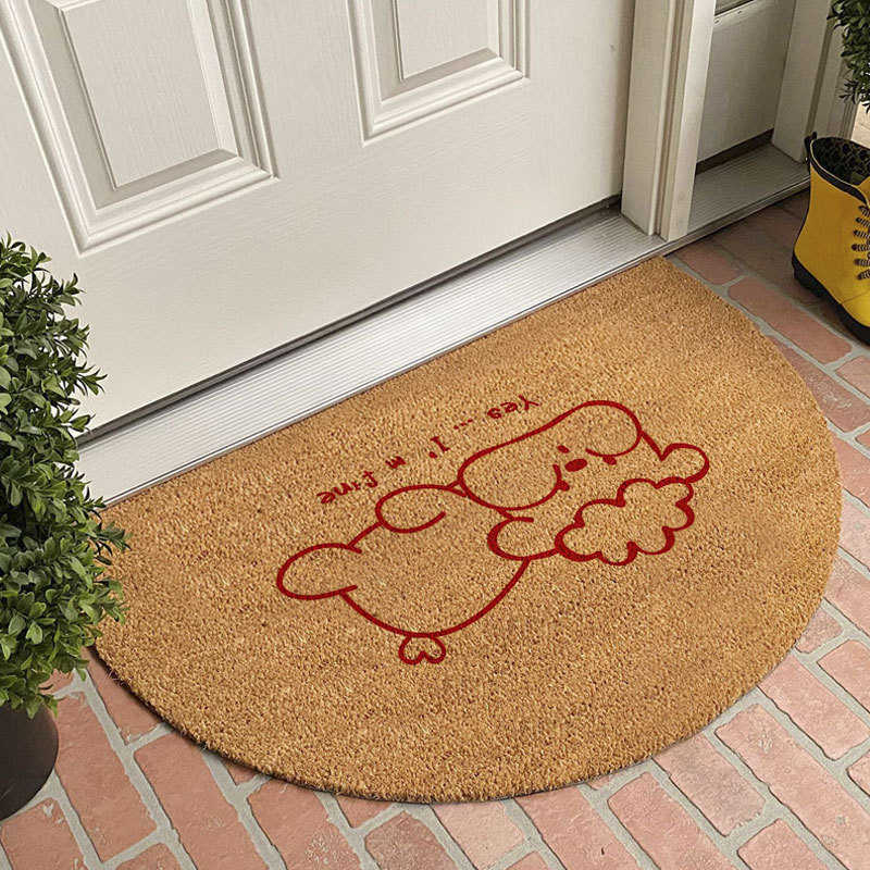 Semi-circular crystal velvet entrance doormat non-slip dustproof and dirt-resistant S260207