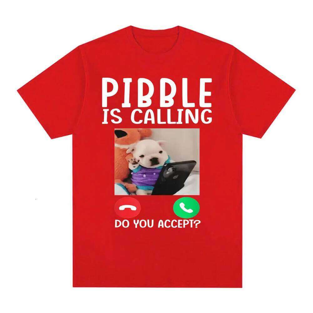 Pibble Is Calling Do You Accert Meme T Shirt Funny Dog Graphic T-shirts Men Women Clothing Casual Runge Streetwear Novelty Tops X260209