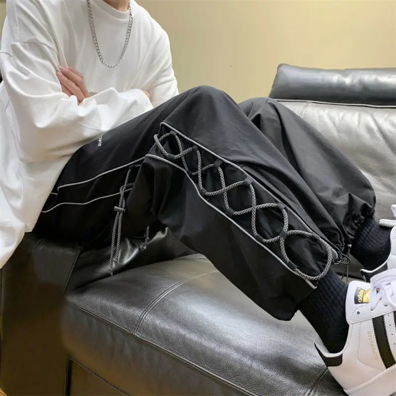 Reflect Streetwear Mens Pants Oversize Wide Pants Harajuku Sweatpants Fashion Joggers Skateboard Pants Techwear 260208