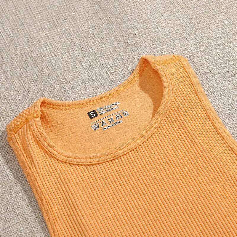 Crop Top Women Solid Basic T-shirts Vest Seamless Streetwear Elastic Rib-Knit Sleeveless Casual Tank Tops Female 26Y0209