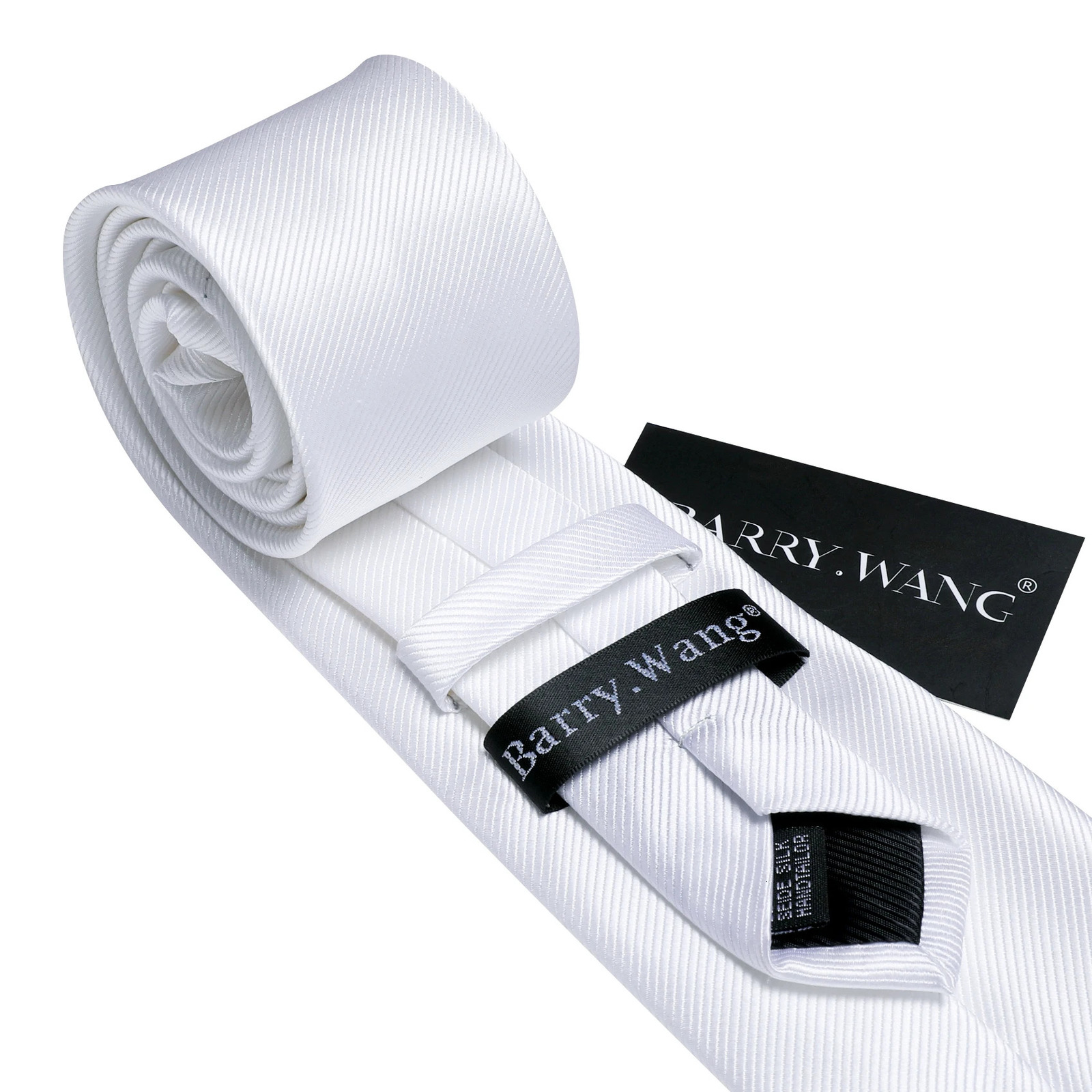 Silver White Silk Men Tie Handkerchief Cufflinks Set Jacquard Solid Paisley Floral Necktie For Male Wedding Business BarryWang 260208