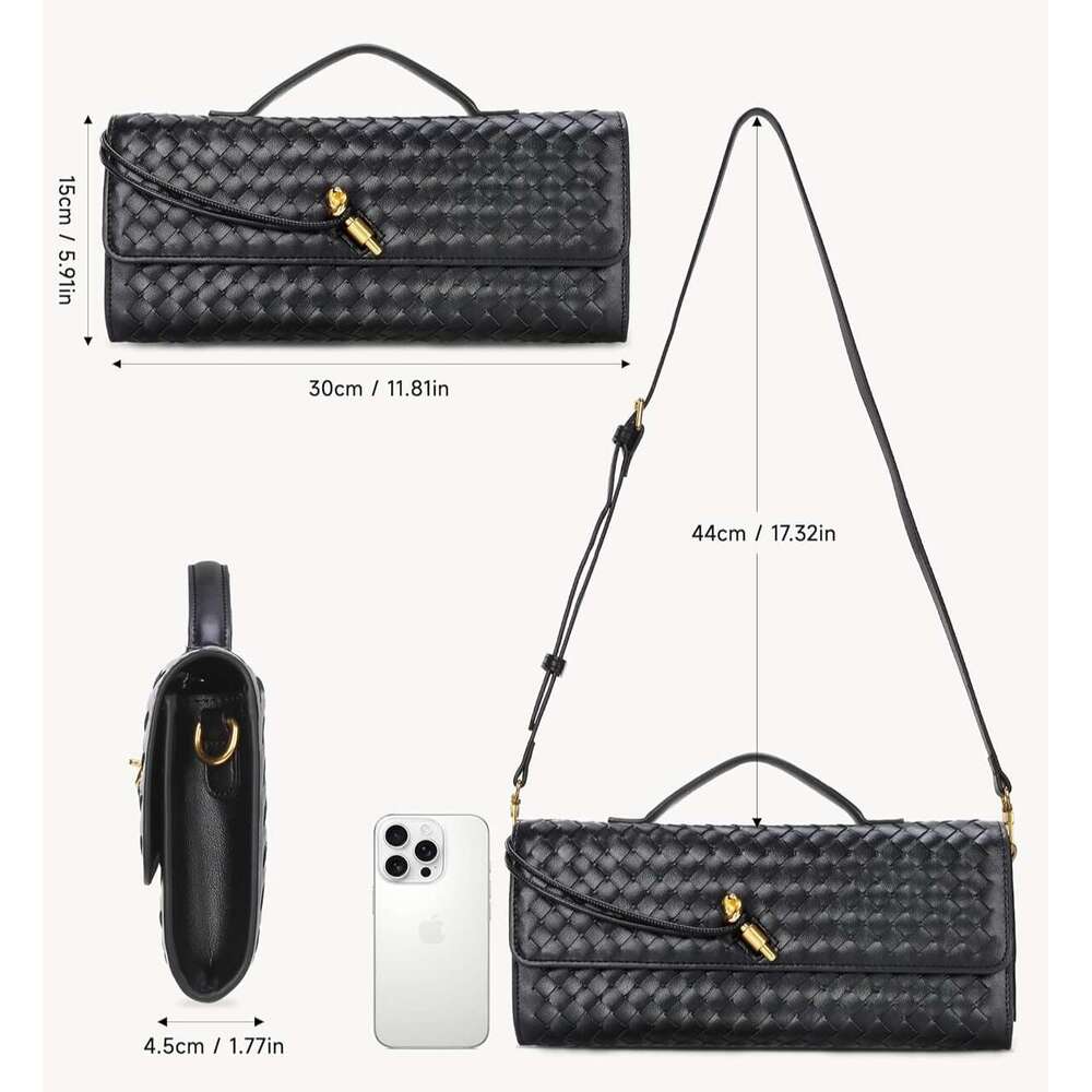 Trendy Woven Women Underarm Handbag Cute Satchels Crossbody Purse PU Wallet For Women Formal Satchel Leather Evening Bag Shoulder Handbag