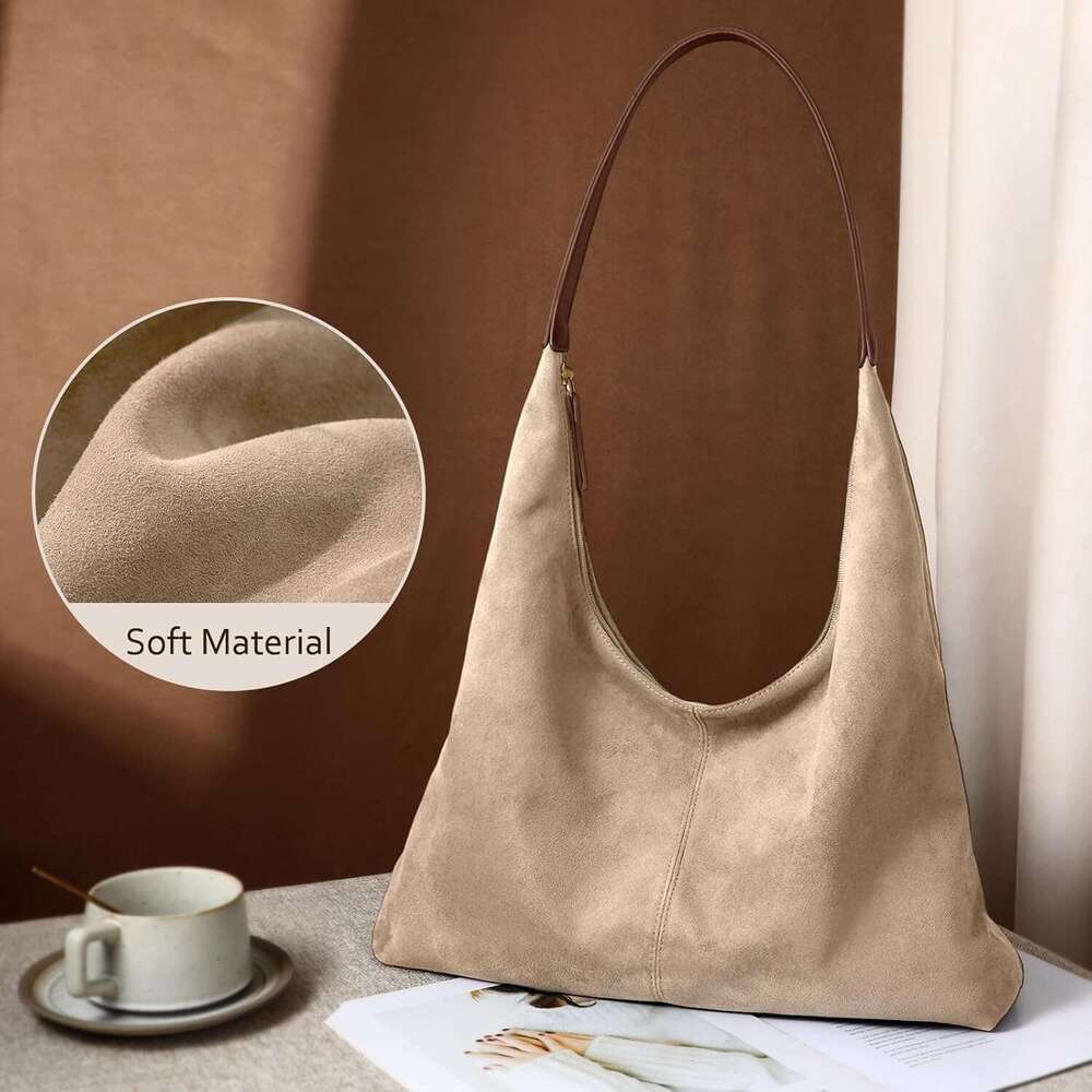 Shoulder For Women Suede Purse Boho Bags Slouchy Tote Satchels Trendy Crescent Crossbody Bag Handbag