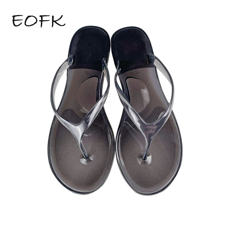 EOFK Womens Flip Flops Slippers Outdoor Beach Antislip Slipper Summer Girls Fashion Transparent Flat Sandals 260208
