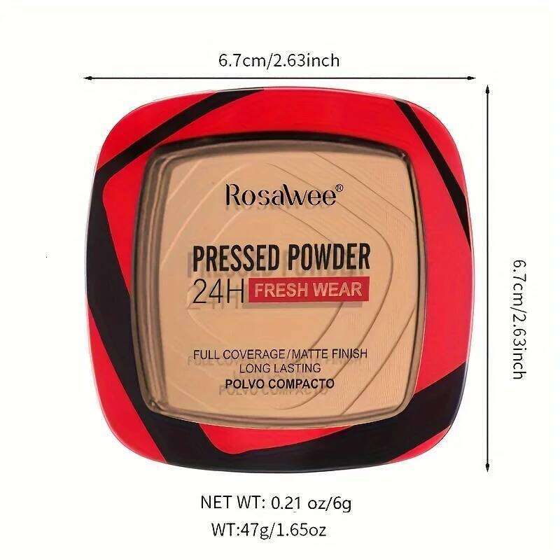 Full Coverage Pressed Foundation With Puff Applicator, 24H Wear Matte Weightless Finishing Powder Makeup 26L0209