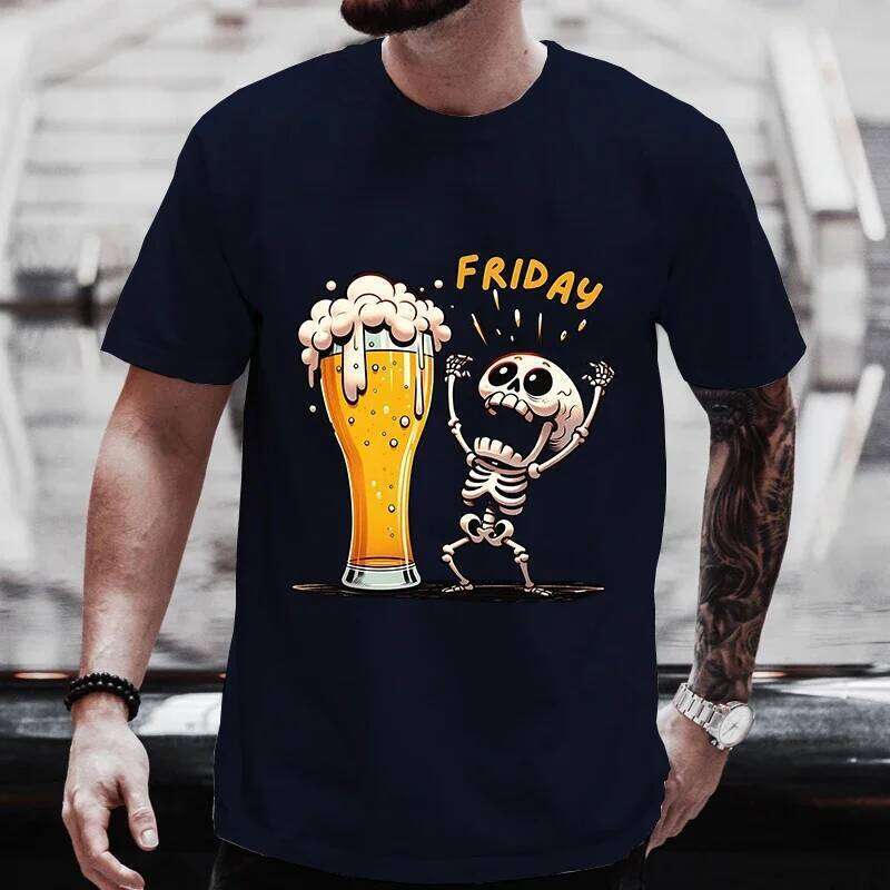 2026 New Men's T Shirt Enjoying FRIDAY Day Tees Men T-Shirt Finally Friday for Beer Lovers Male Clothes Short Sleeve Tops X260209