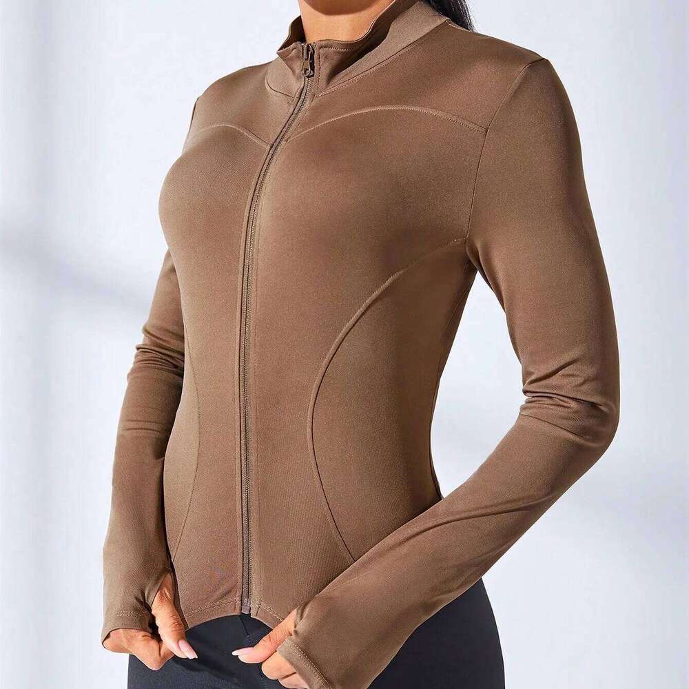 Slim Tracksuit Workout Top Female Training s Zipper Long Sleeve Yoga Running Sports Coat 26Y0209