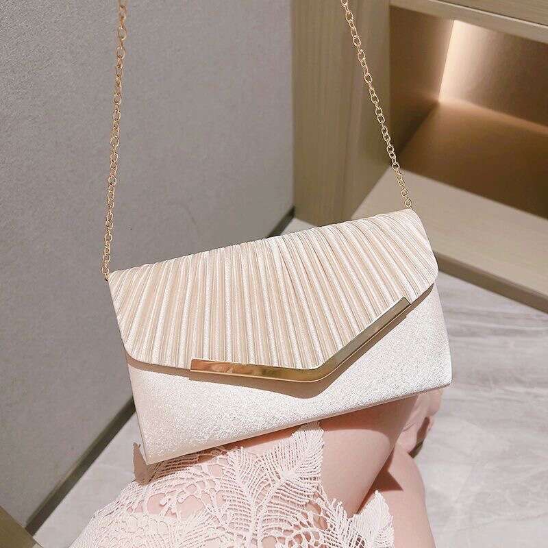 New Satin Evening Banquet Clutch Crossbody Women S Socialite Pleated High End Envelope Bag