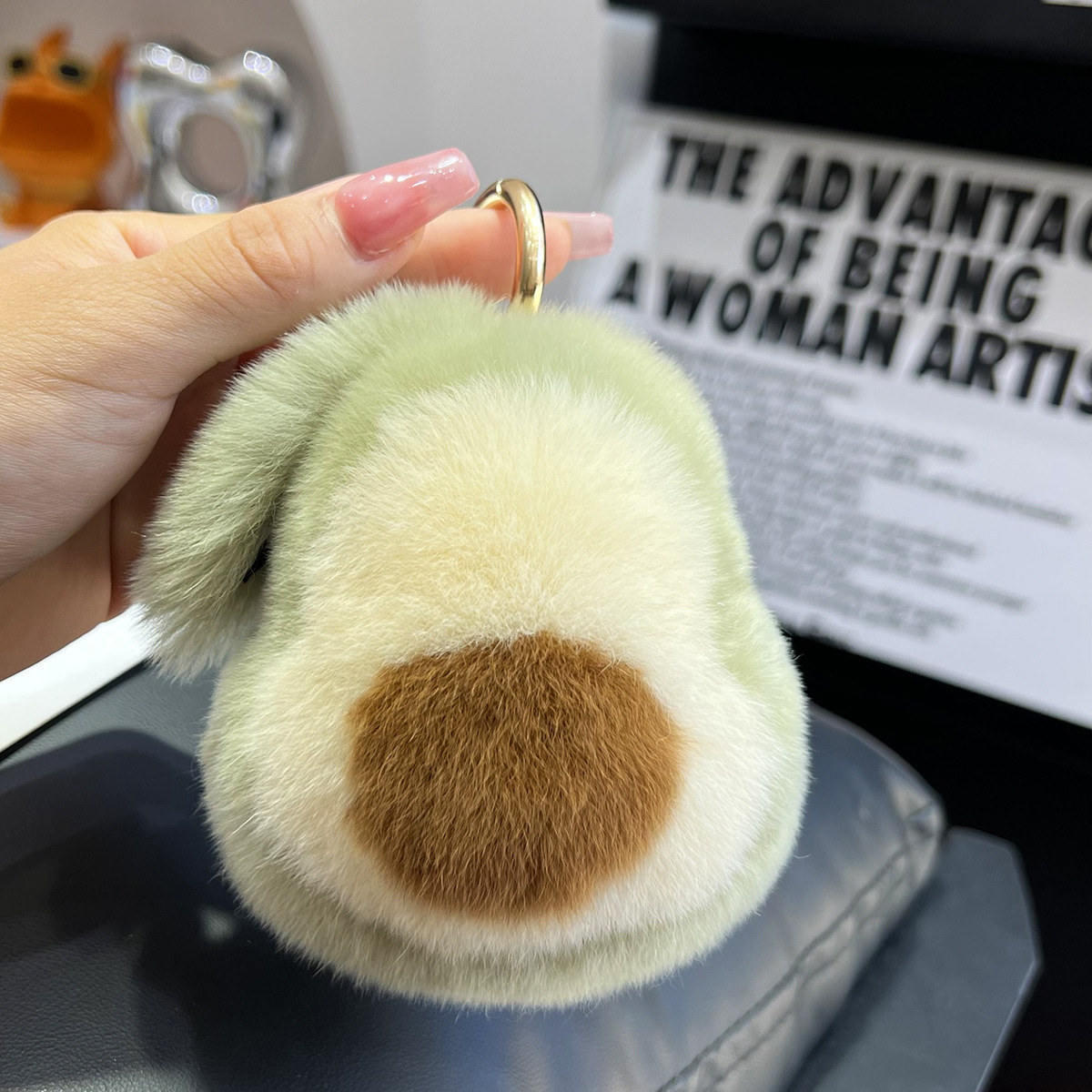 Cute Rabbit Fur Avocado Car Keychain Pendant Ins Internet Celebrity Plush Doll Backpack Decoration Gift