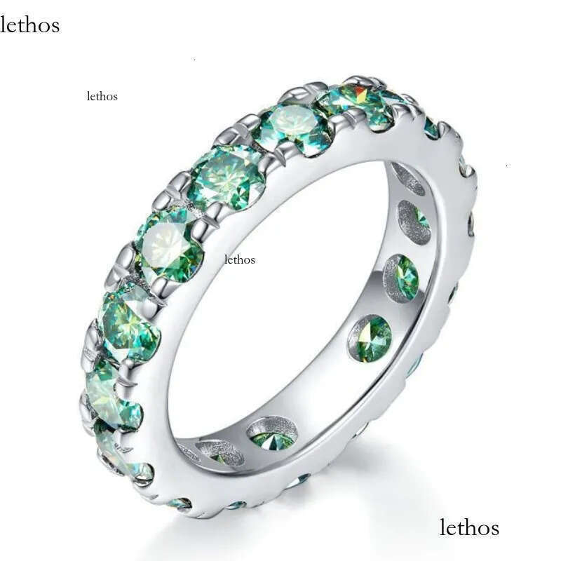 Men Women Rings Sterling Sier Dia Passed Test 4mm Blue Green Moissanite Ring for Party Wedding Nice Gift a4