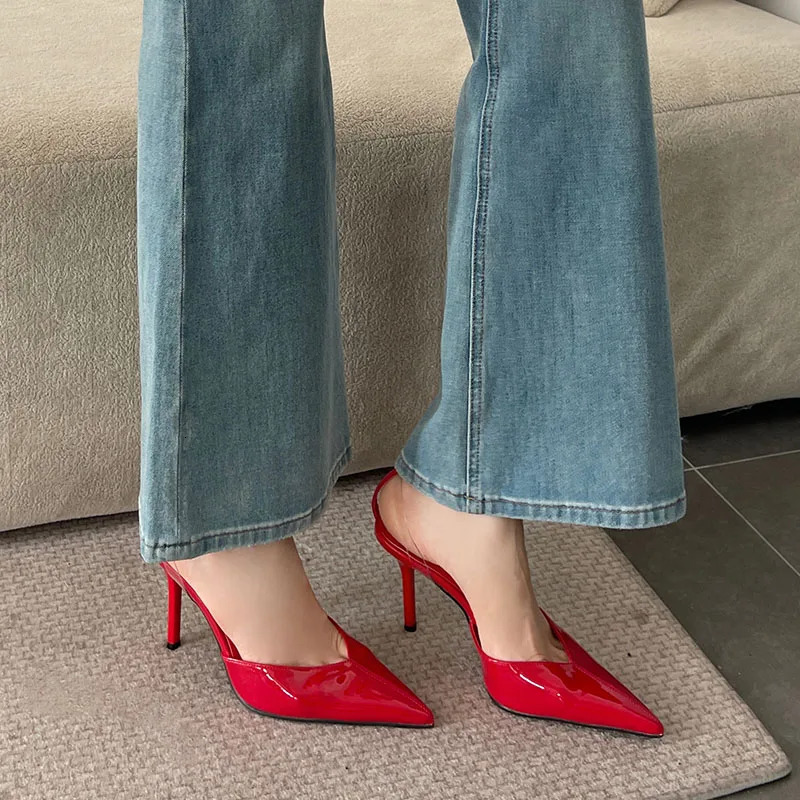 Fashion Pointed Toe Women Pumps Stiletto Heels Shoes Female Sandals Mules Ankle Strap Dress Ladies High Plus Size 43 260208