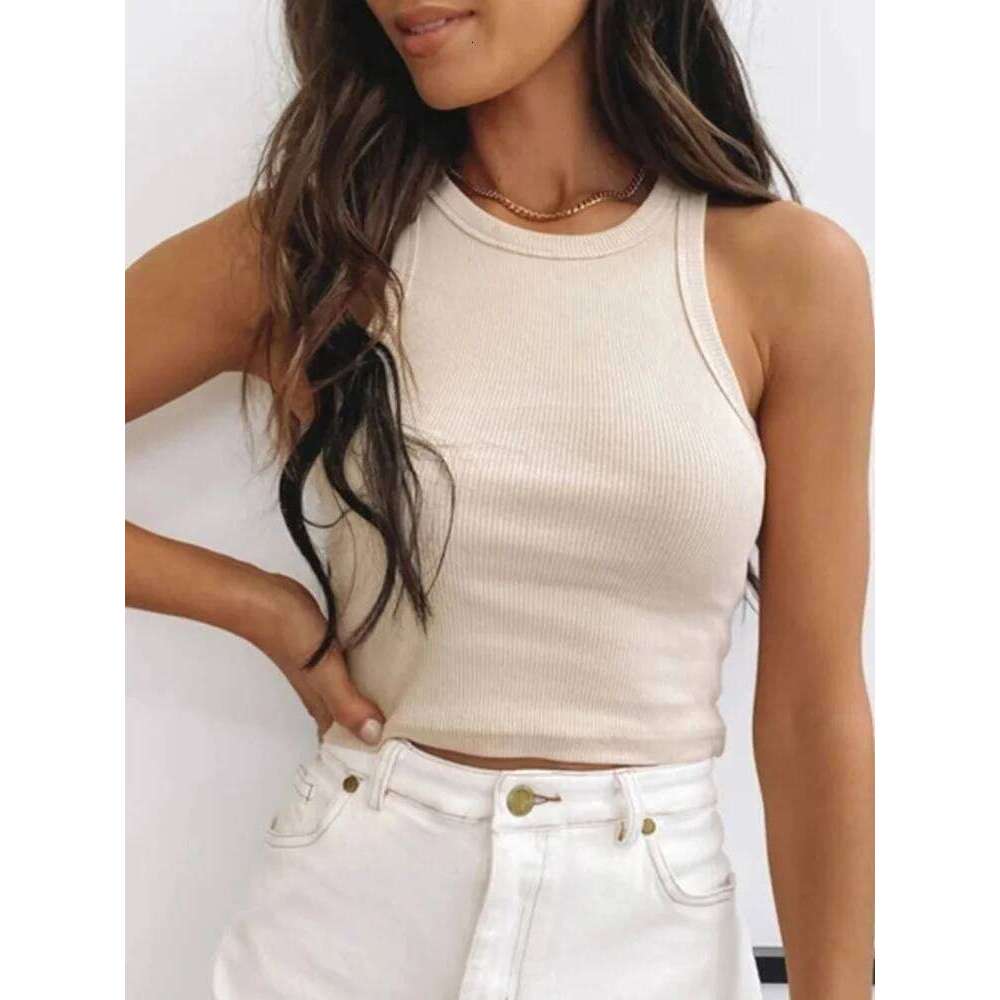 Ribbed Tank White Summer Casual Fitness Short Vest Candy Colors Knitted Off Shoulder Sexy Crop Top Women 26Y0209