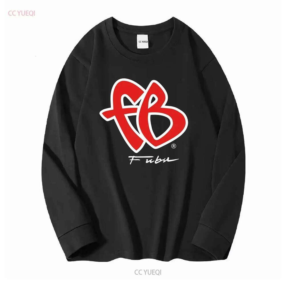 Vintage Fubu Big Logo T Shirt Black S Rap Hip Hop Y2K long or short sleeves vintage Washed Versatile Stylish Soft Breathable X260209