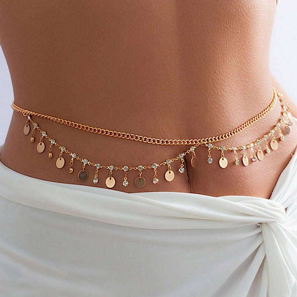 Gold For Women, Sexy Layered Belly Waist Waterproof Beads Summer Non Tarnish Body Chain Jewelry Gifts X260209