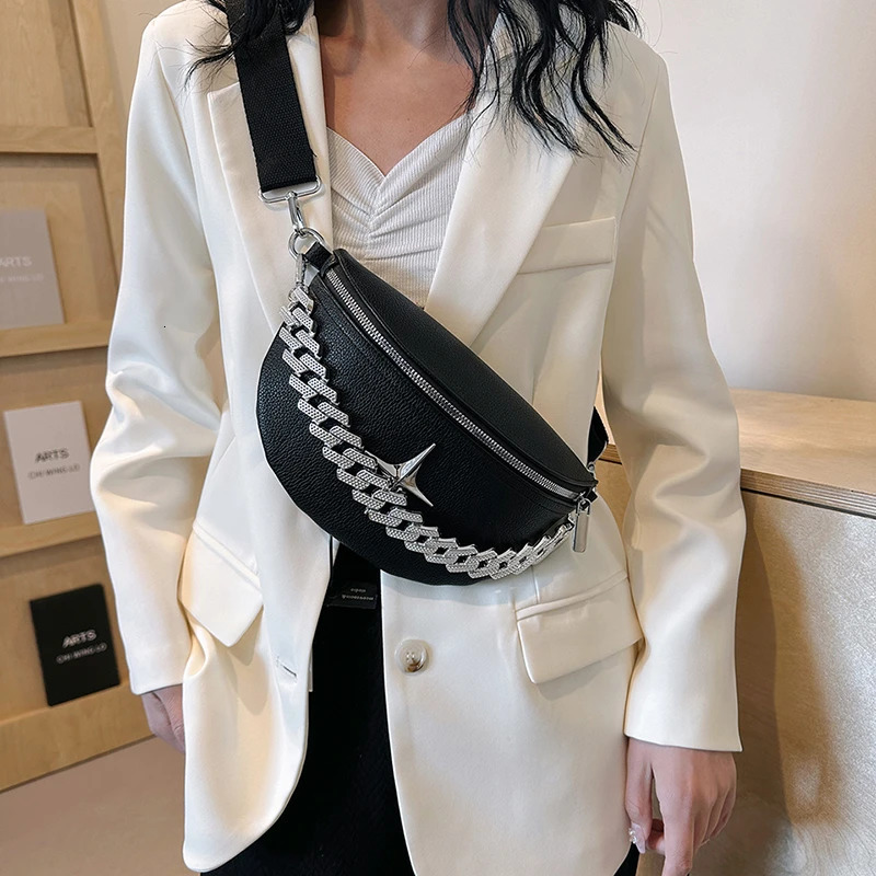 Waist Bag Fashion Chest Bag Women chain handbag Leather Fanny pack Casual travel Female Shoulder Crossbody Bag Phone Purse 260130