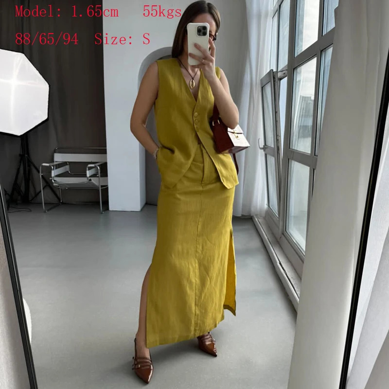 Women Casual Summer Vest Skirt Sets 260208