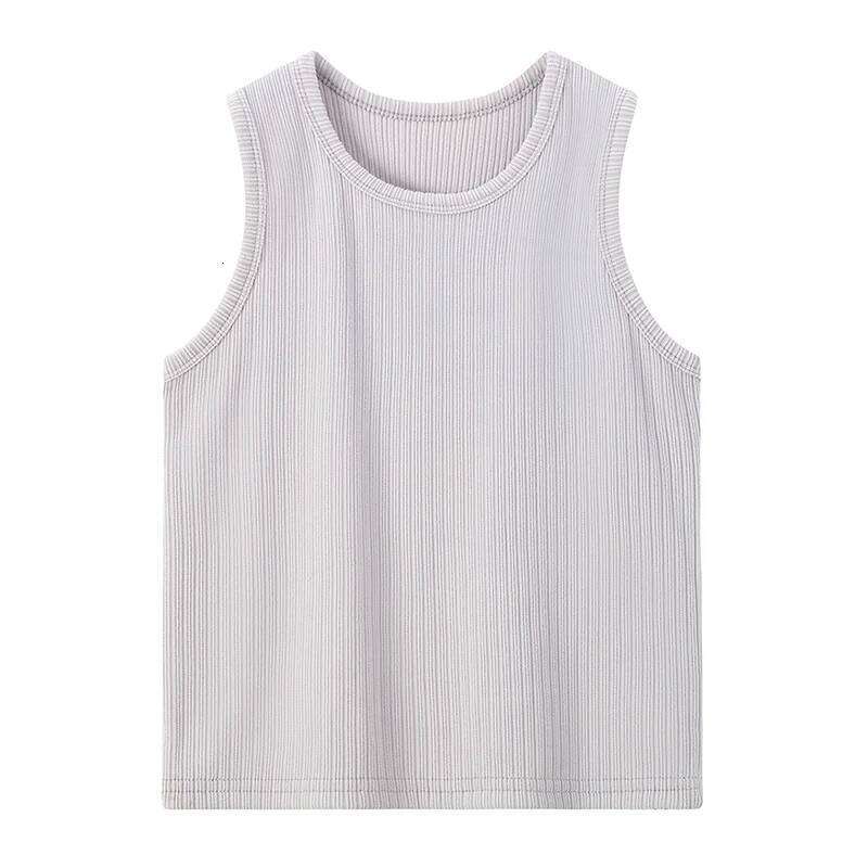 Autumn winter children's solid color boys and girls warm bottom pit vest comfortable round neck underwear home clothes 26Y0209