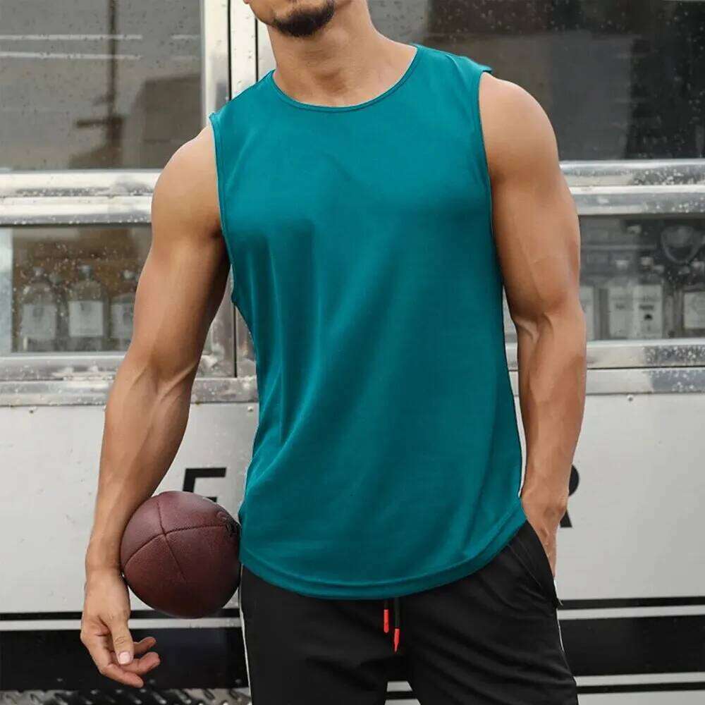 Summer Marathon Quick Dry Sports Men's Sleeveless Running Training Basketball Loose Fit Tank Top 26Y0208