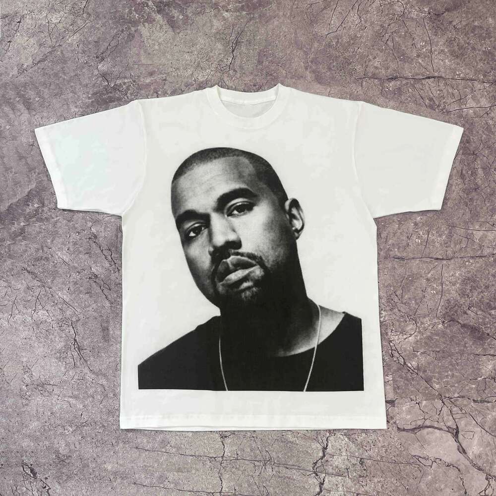 Summer Men's White Face Print Round Neck Short Sleeved Hip-hop Streetwear Casual Fashion Versatile T-shirt Large Size X260209