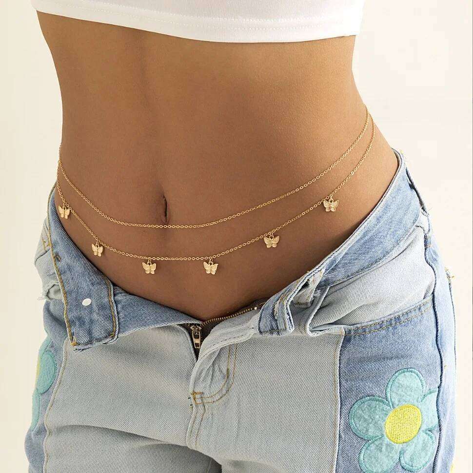 New Fashion Sexy Double Layer Pearl for Women Waist Bead Chain Belly Belt Summer Beach Body Jewelry Festival Gifts X260209