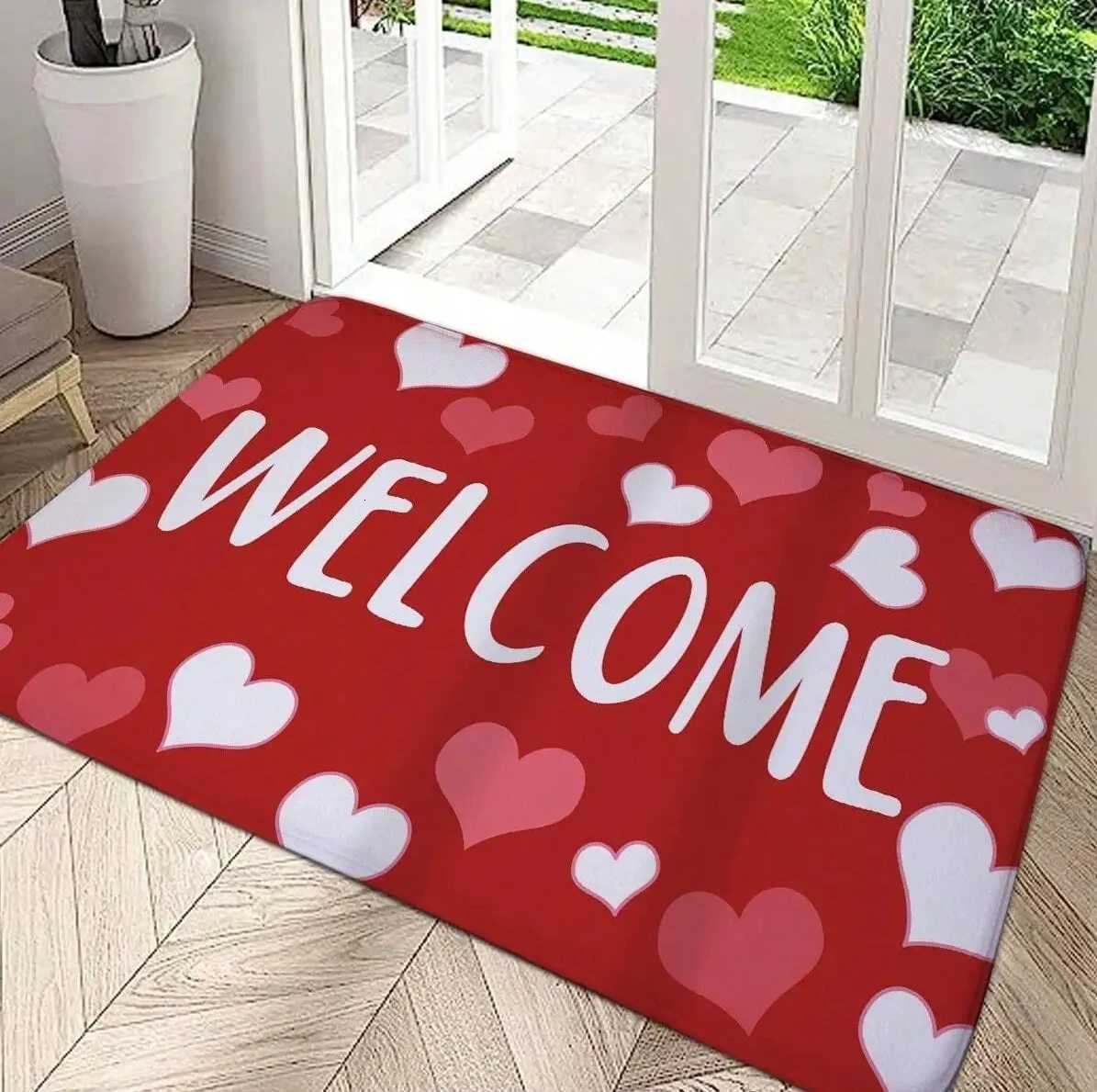 Love Heart Mat Home Indoor Welcome ValentineS Day Design Doormat Non-slip Entrance Floor Carpet Washable Bathroom Bedroom Rug S260207