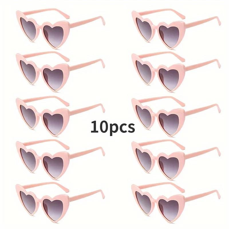 10pcs Heart Sunglasse Party Eyewear Vintage Uv400 Wedding Travel Team Sun Glasses 260207