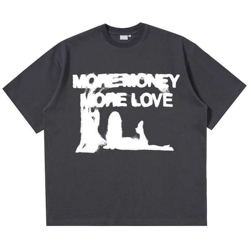 Men's oversized cotton print tops hip-hop Korean retro tees Y2k street aesthetic clothing short-sleeved top loose Tshirt X260209