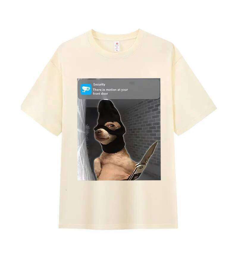 Ring Dog with Motion Funny Meme Graphic T-shirt Men Women Fashion High Quality Cotton T-shirts Retro Oversized Short Sleeve Tees X260209