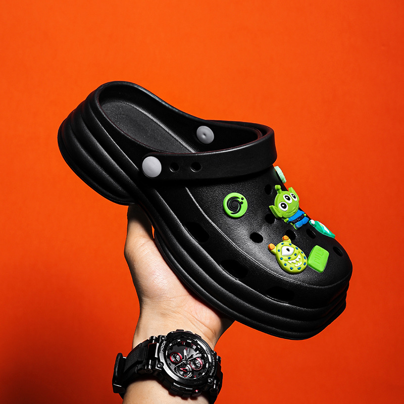 Free shipping Slippers Cave shoes for summer outdoor wear thick soled non slip beach shoes half slip slippers with one foot