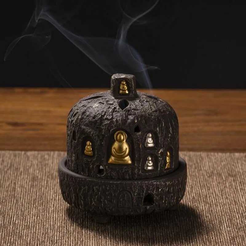 Retro Aromatherapy Burner Chan Dunhuang Coil Incense Holder Creative Art Decoration Fragrance Censer Tea House Ornaments C260209
