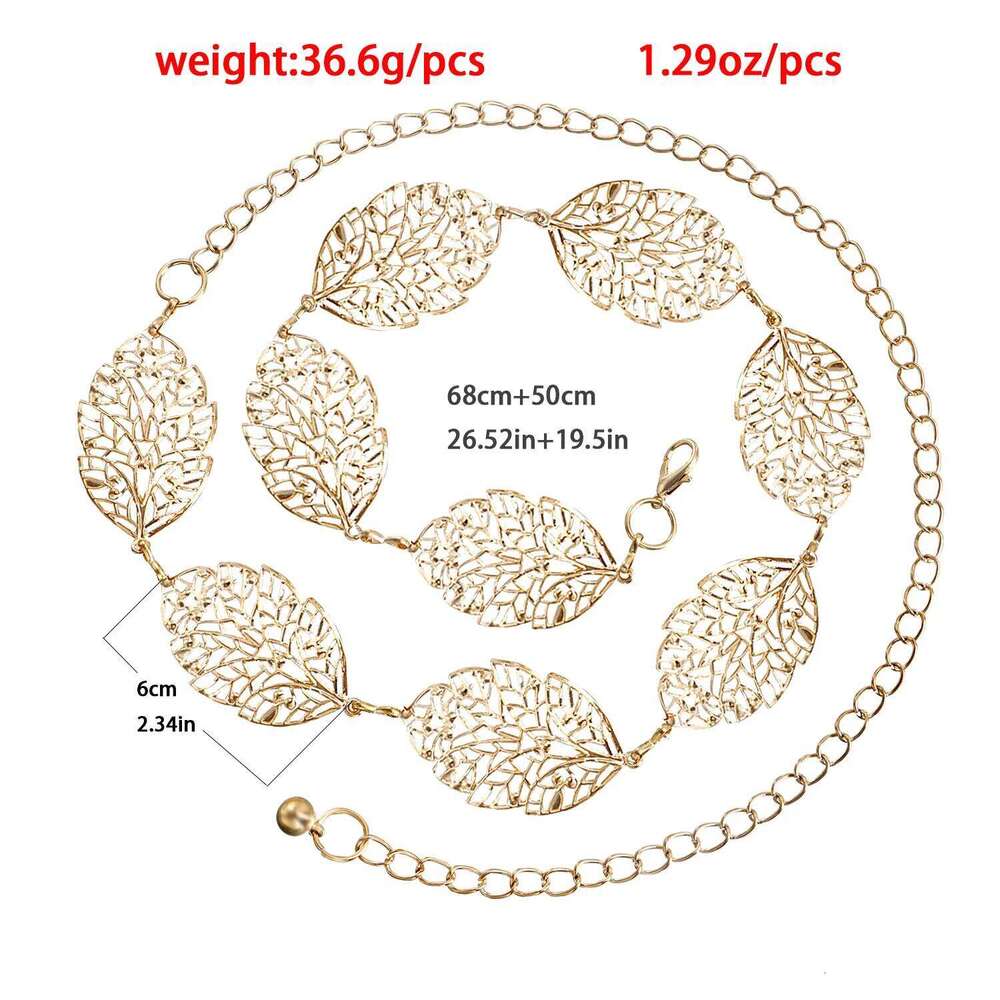 Personalized Metallic Punk Versatile Hollow Leaf Decorative Waist For Women Unique Design Elegant Body Chain X260209