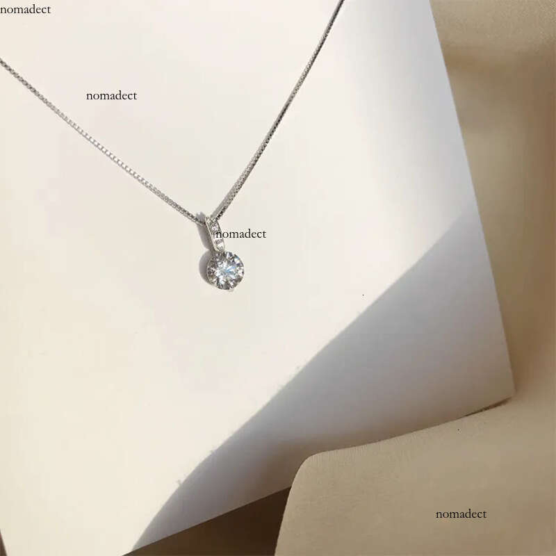 1CT Simple Fashion Dia Pendant Sweet Cute Jewelry Sterling Sier Soltaire White 5A Cubic Zircon Gemstones Party Beach Women Clavicel Necklace Gift 80