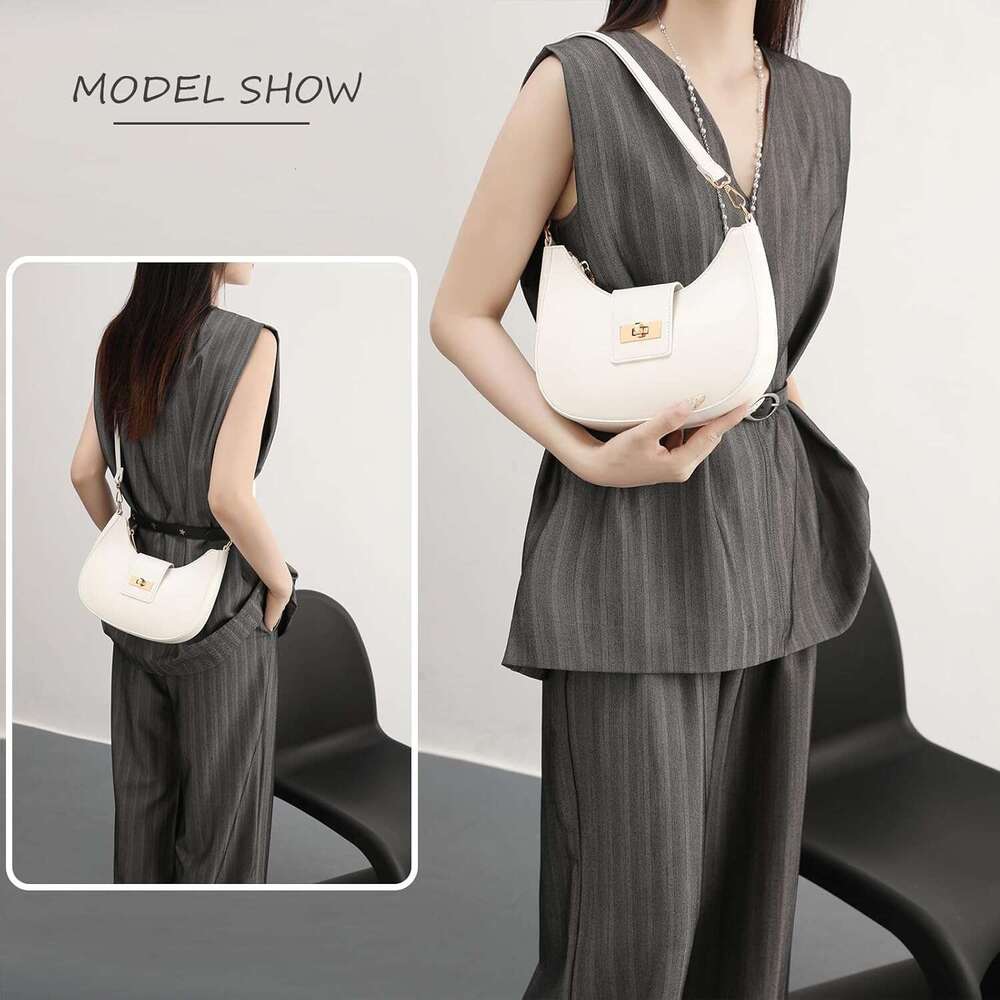 Crescent Shoulder Bag For Women Retro Vegan Leather Crossbody Bags Tote Handbag Underarm Purses