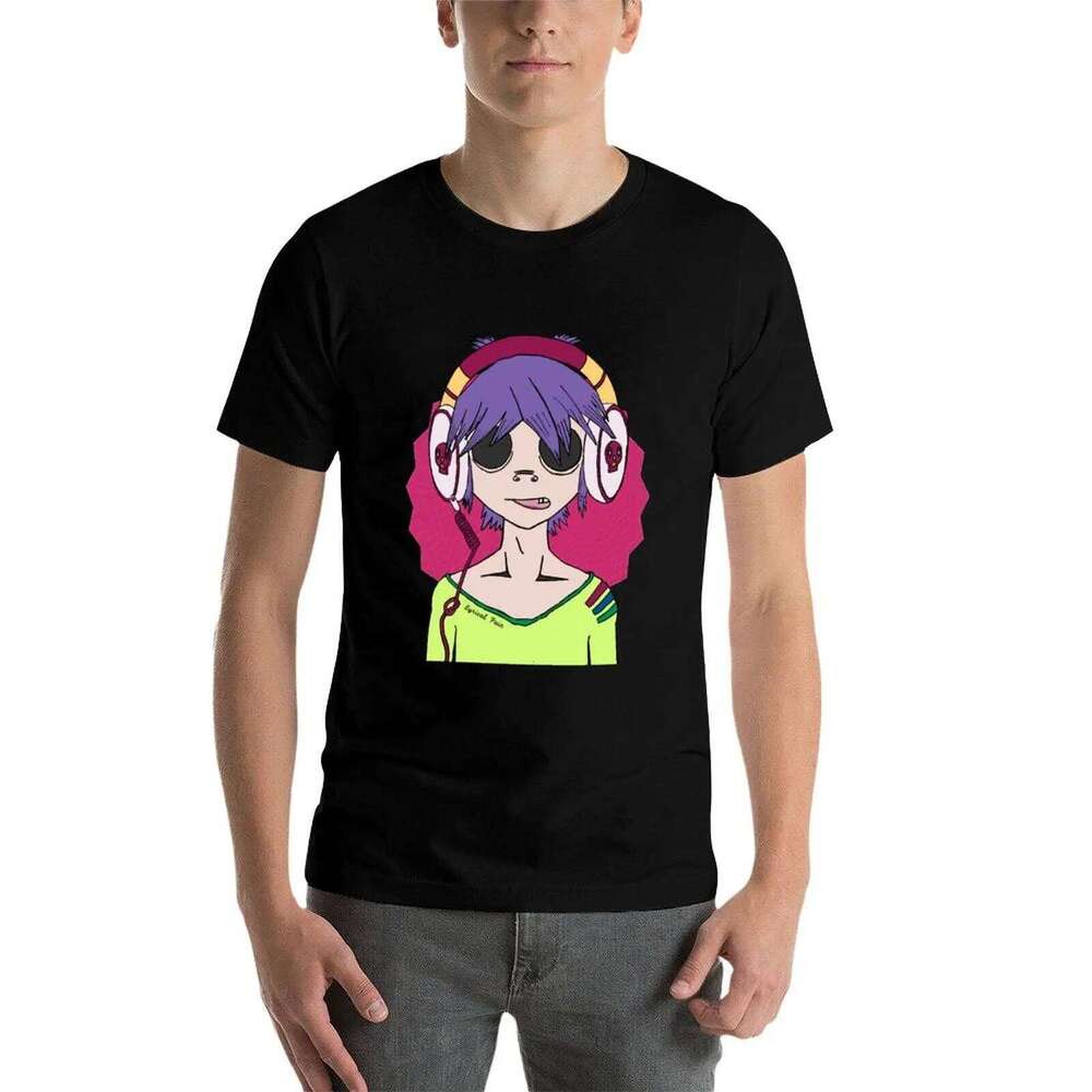 oversize cotton T-Shirt anime Gorrillaz t shirt man 2D Pain for Lyrical shirts heavy X260209