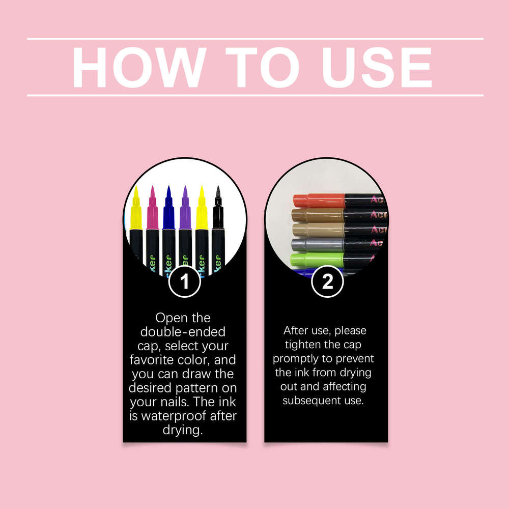 Nymixa Double-Headed DIY Pen Creative Hand-Painted Cover Colorful Pattern Nail Art Set