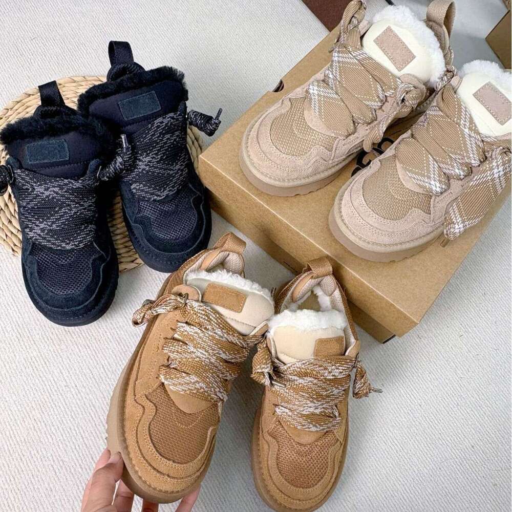 snow warm winter style, slip-on leather Mel low-cut short boots, lace-up genuine leather, thick-soled cotton boots 4345018