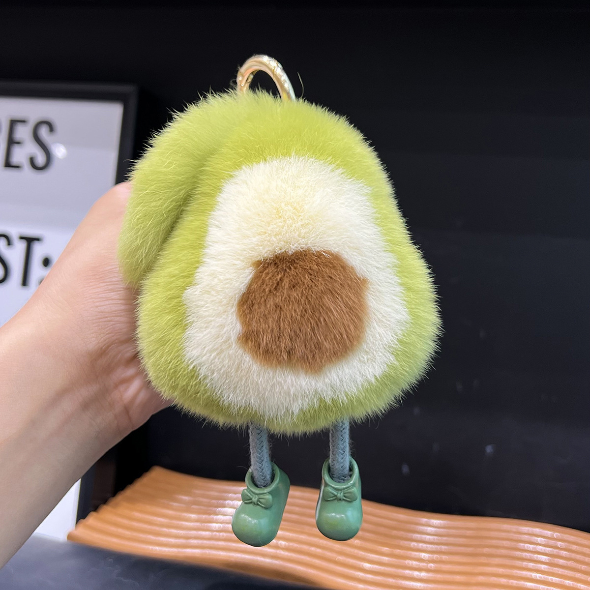 Cute Rabbit Fur Avocado Car Keychain Pendant Ins Internet Celebrity Plush Doll Backpack Decoration Gift
