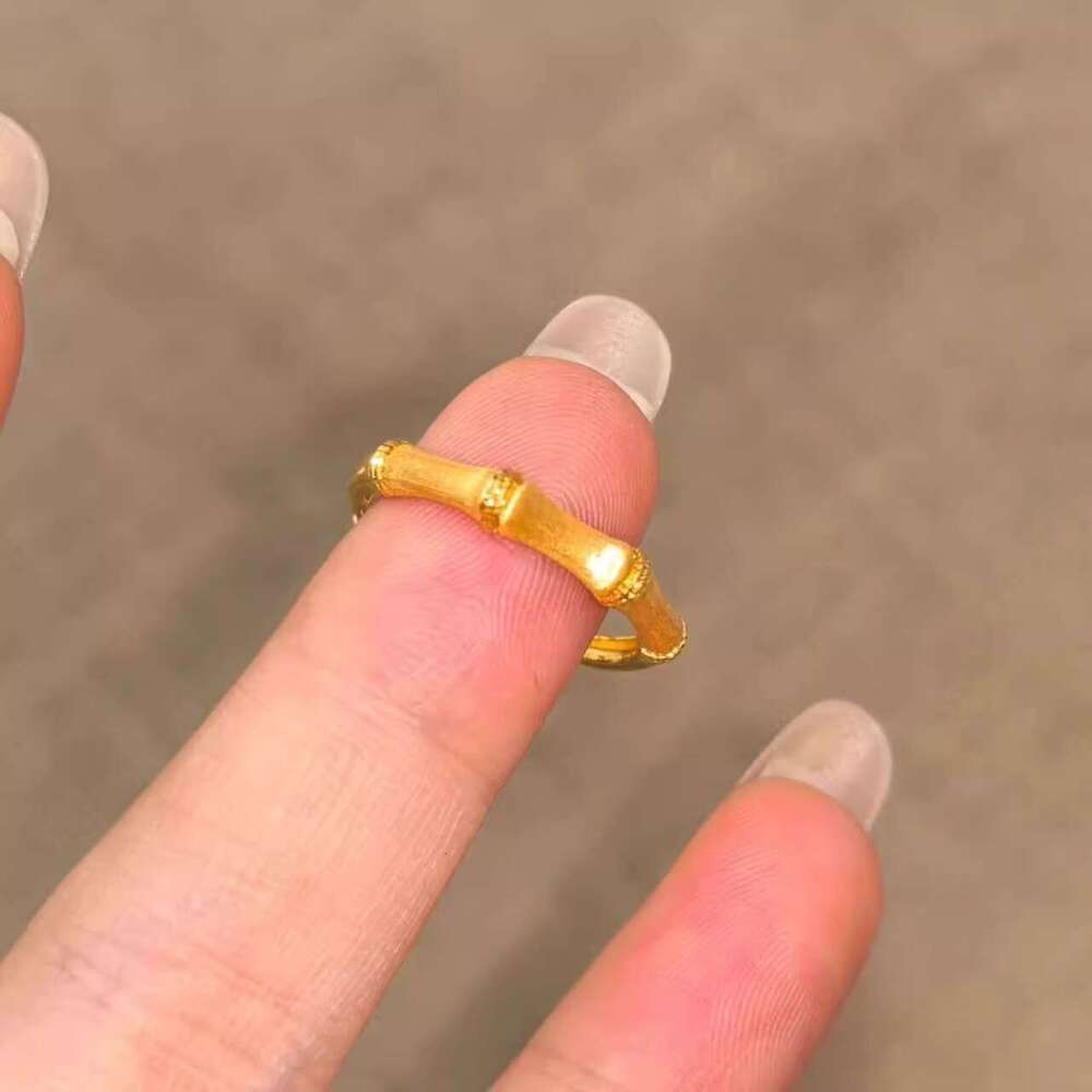 New Chinese-style Gold-brushed Bamboo Ring With A Casual Design Versatile And Available
