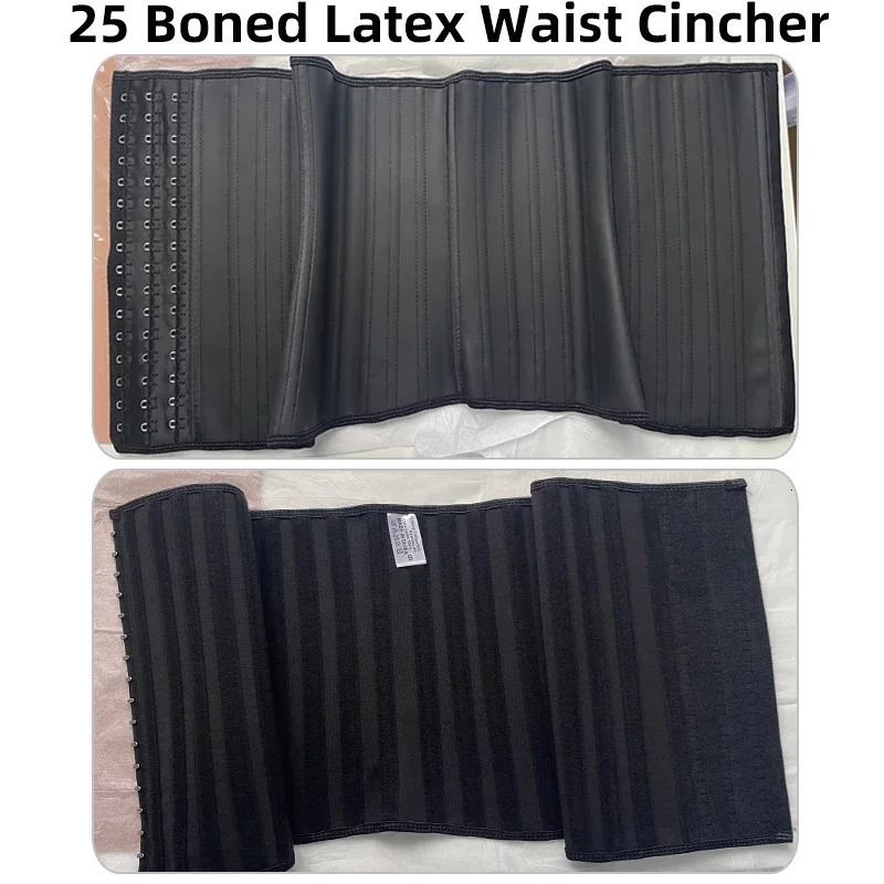 25 bones Corset Waist Trainer Latex Body Shapewear Women Tummy Shaper Belly Sheath Sllimming Belt Modeling Strap Weight Loss 260207