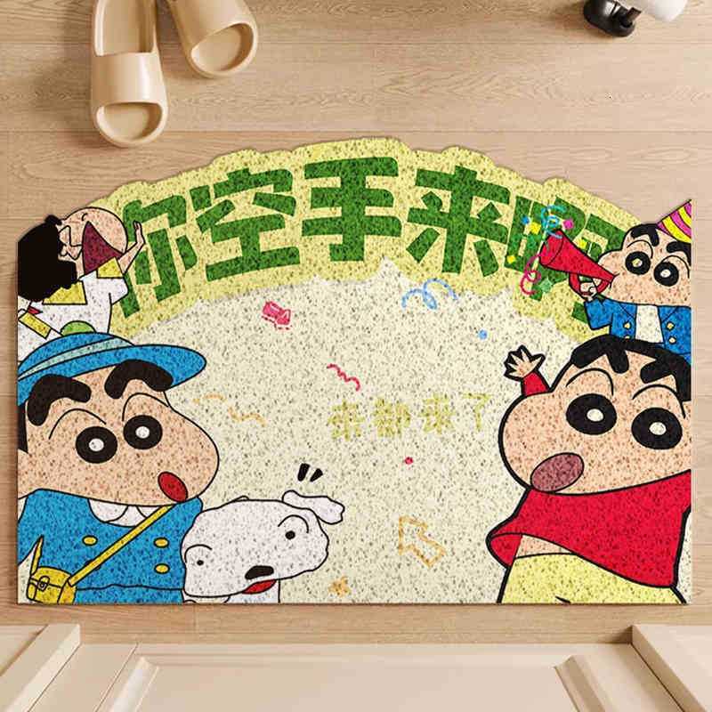 Cartoon Crayon Shin-chan silk loop floor mat for entrance door dirt-scraping foot mat PVC cuttable carpet S260207