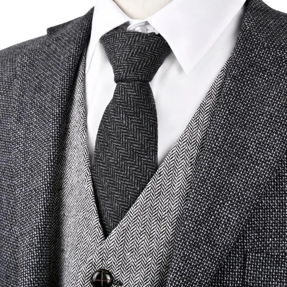 Checked Herringbone Tweed Solid Navy Blue Brown Camel Gray Grey Beige 276 Wool Mens Ties Neckties Formal Casual 260208
