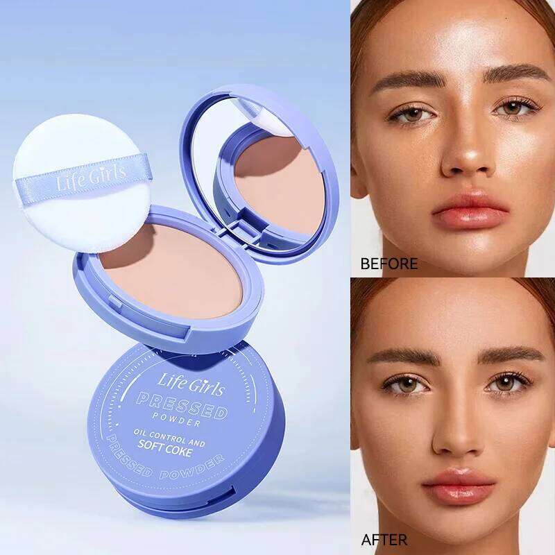 Life Girls Setting Powder Compact, waterproof sweat-proof, improves skin tone, brightens naturally, and sets naturally 26L0209