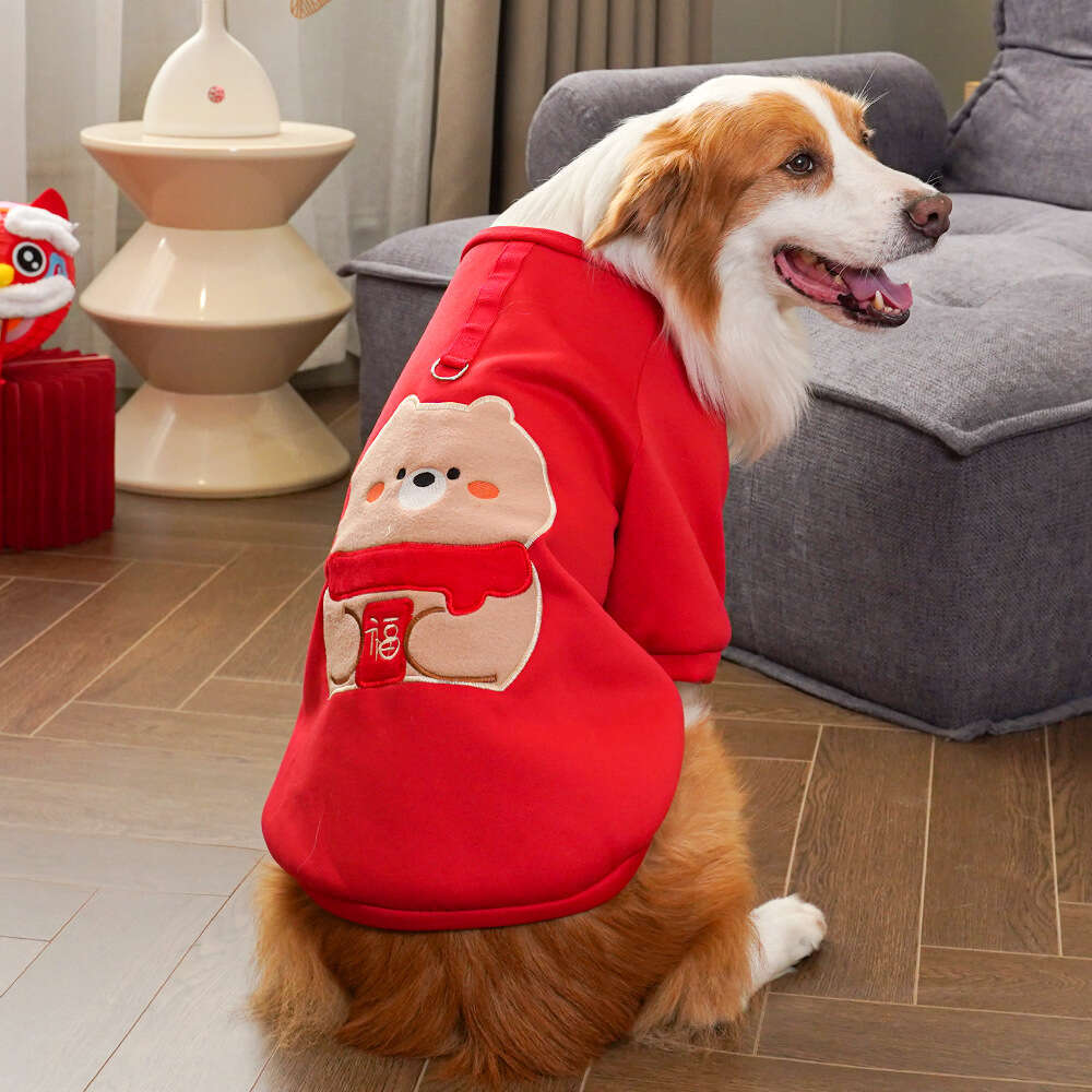 Pet New Year Autumn Winter Warm Large Golden Retriever Border Collie Dog Apparel Cat Clothes Wholesale